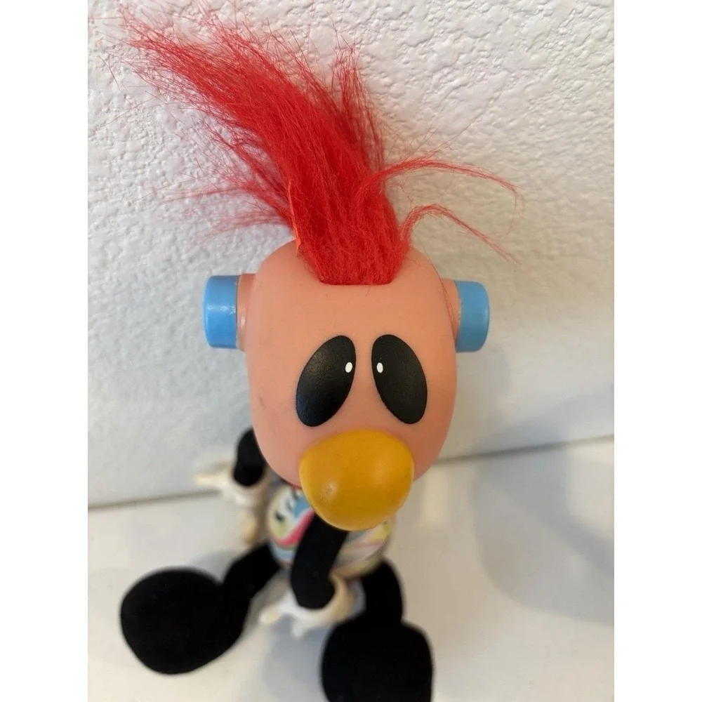 Vintage 1994 JIBBER JABBER Blue Hair Mohawk Noisy Toy Doll 15